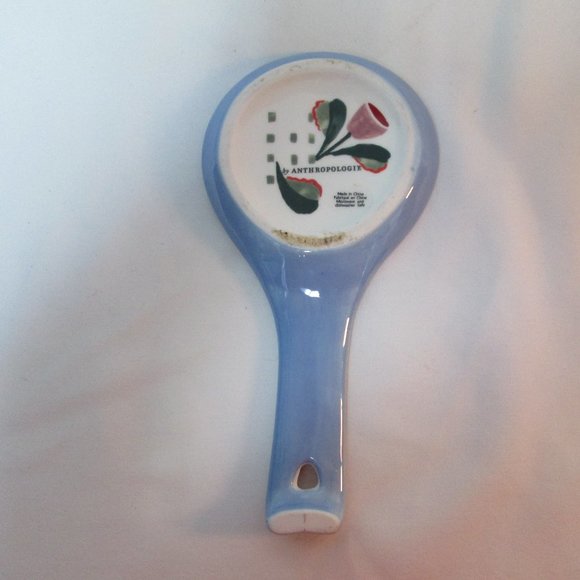 Anthropologie Tivoli Monogram Initial Letter L Spoon Rest floral stoneware dish - Picture 6 of 7